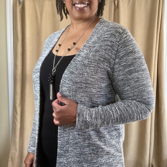 Lane Bryant Marled Long Duster Cardigan Gray, 10/12 NWT - Picture 11 of 16